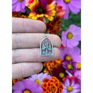 Sterling Silver Dimensional Pine Tree Forrest Charm